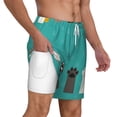 thumbnail image 3 of Picia Cute Cat Paw And Dog pattern Mens Swim Trunks with Compression Liner Stretch Beach Shorts Quick Dry with Zipper Pockets No-Chafing Board Shorts-XX-Large, 3 of 9