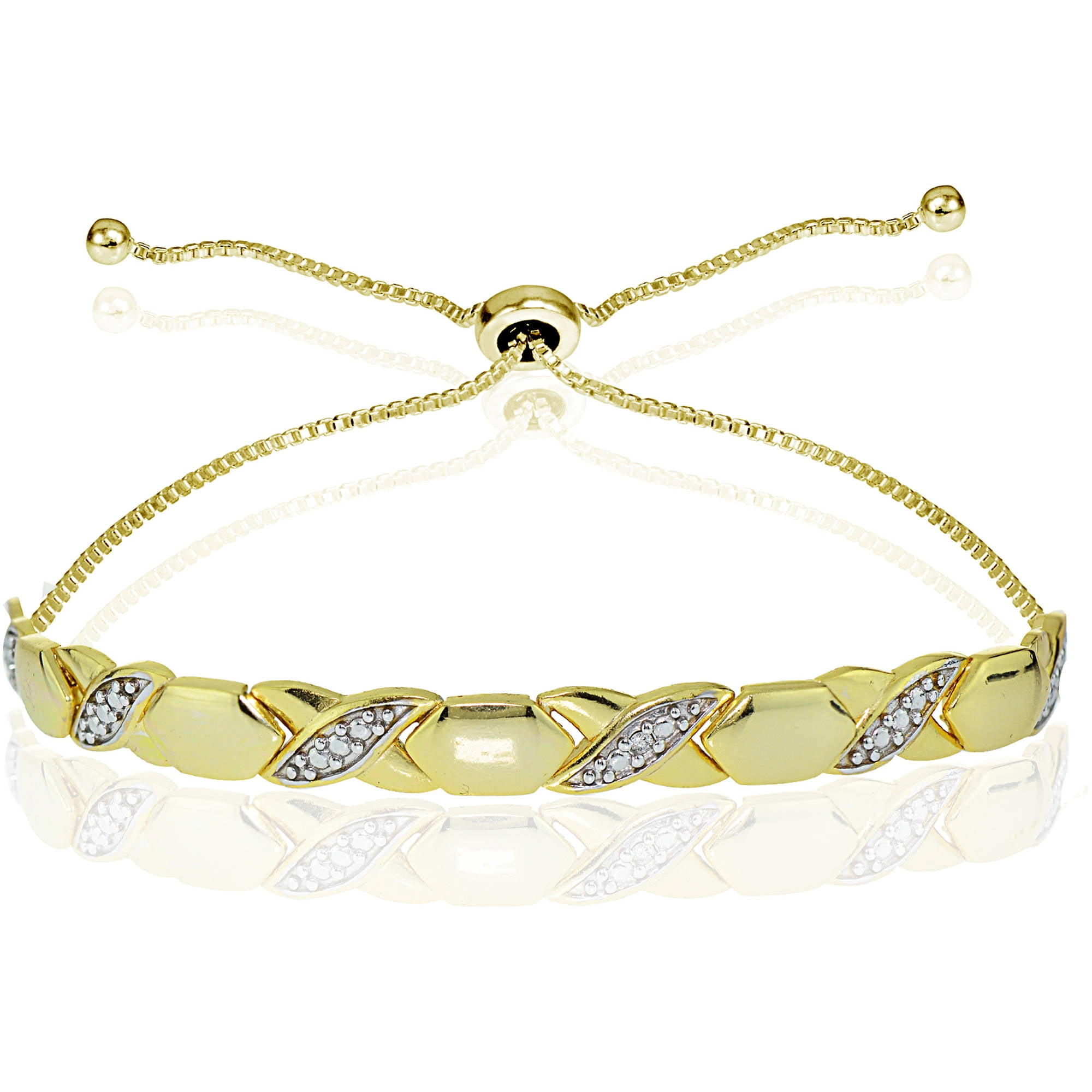 db Designs Diamond Accent 14kt GoldPlated Sterling Silver Adjustable