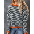 thumbnail image 6 of Womens Sweaters Long Sleeve Crew Neck Color Block Striped Casual Knitted Pullover Tops Black & Red XL, 6 of 9
