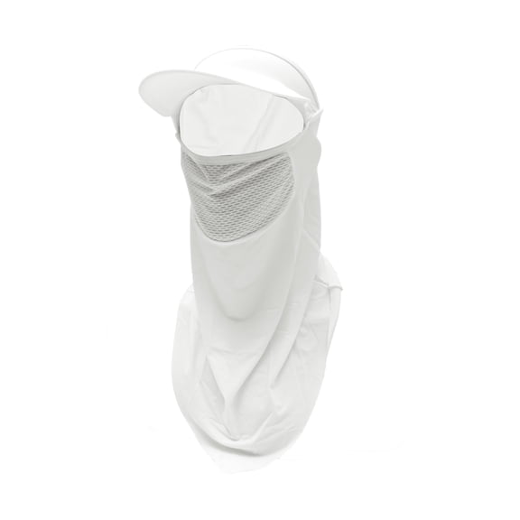 Unique Bargains Half-Wrapped Triangular Scarf with Brim UV Face Shield Polyester Filter Multipurpose Neck Gaiter Mask Sun Protection Breathable White 1 Pcs