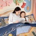 thumbnail image 4 of Manfei Cartoon Snowman Queen Comforter Set,Christmas Print Comforter Sets Queen,Navy Blue Reversible,3-Piece,1 Comforter and 2 Pillowcases, 4 of 7