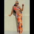 thumbnail image 4 of Vestido Maxi de Baño con Estampado Floral Triangular y Espalda Descubierta para Mujer Color Naranja L, 4 of 8
