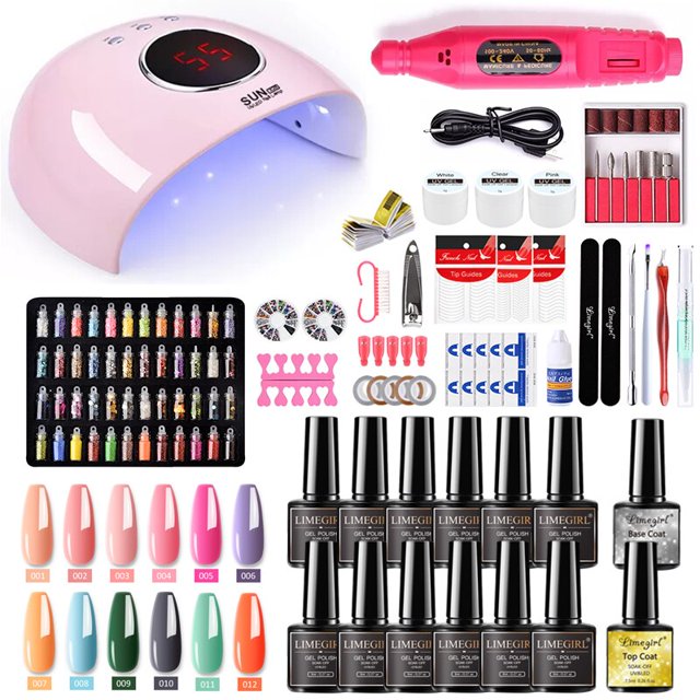 Juego de uñas con lámpara de uñas, secador de uñas, máquina de taladro de uñas, juego de manicura, Geles de uñas polivinílicos, juego de esmaltes de Gel para uñas, juegos de arte de uñas Soak-off Tan Jianjun unisex