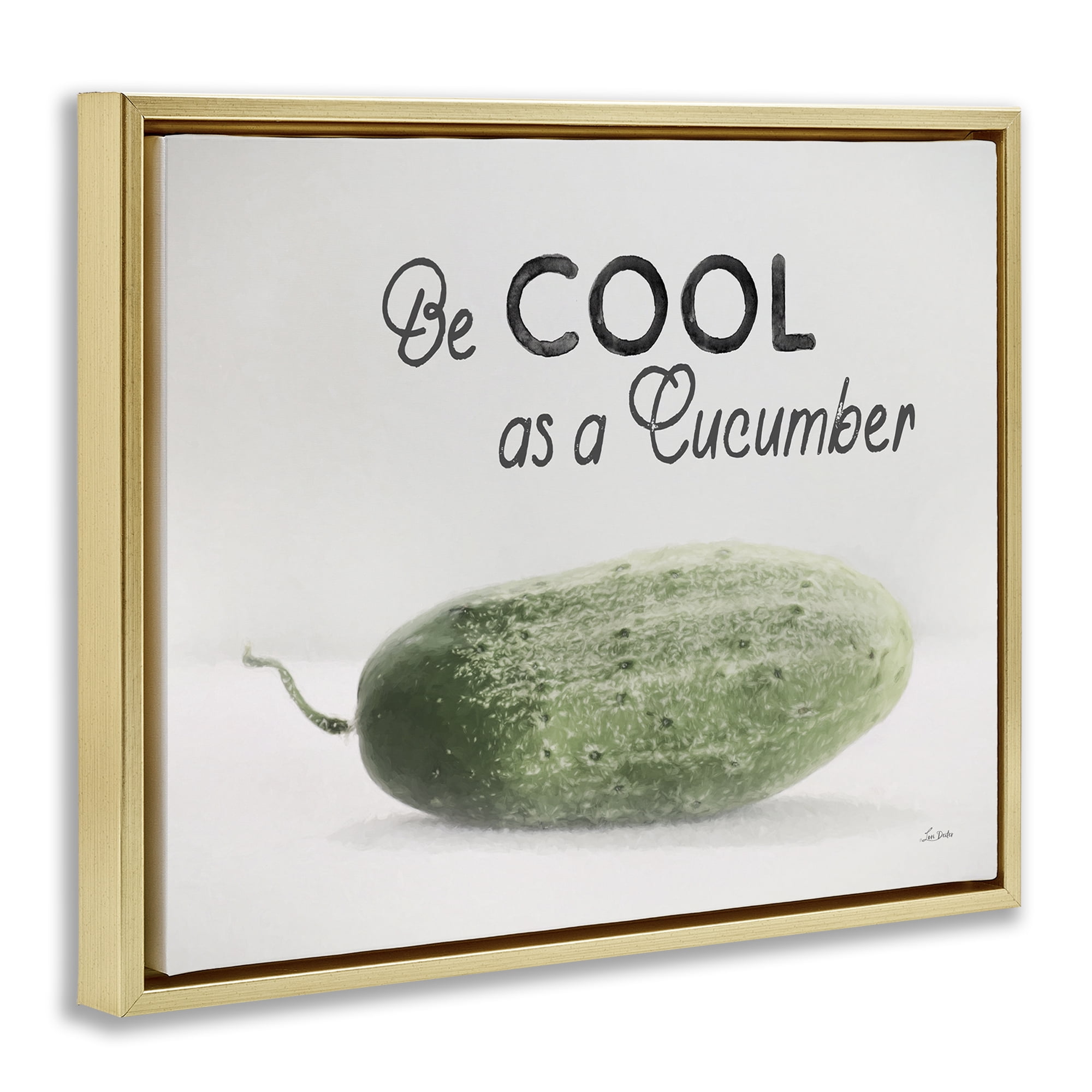 Stupell Industries Cool As A Cucumber Food & Beverage Painting Gold Floater Framed Canvas Art Print Wall Art, 31 x 25