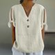 thumbnail image 2 of Camisola de Color Sólido de Ajuste Suelto de Algodón de las Mujeres sin Mangas, Casual Cuello Redondo Superior, 2 of 6