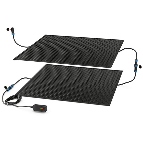 Costway 2 PCS 30" x 30" Heated Snow Melting Mat with 3 in/h Speed Non-Slip Rubber Walkway