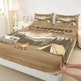 thumbnail image 4 of Manfei Vintage Rv Queen Sheets,Retro Letter Pattern Queen Sheet Sets,Brown,4pcs,1 Flat Sheet, 1 Fitted Sheet and 2 Pillowcases, 4 of 6