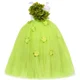 thumbnail image 2 of Vestido de tul con flores para niñas, color verde, naranja y rosa, para desfiles de cumpleaños, fiestas de princesas, bodas y niñas, 2 of 5