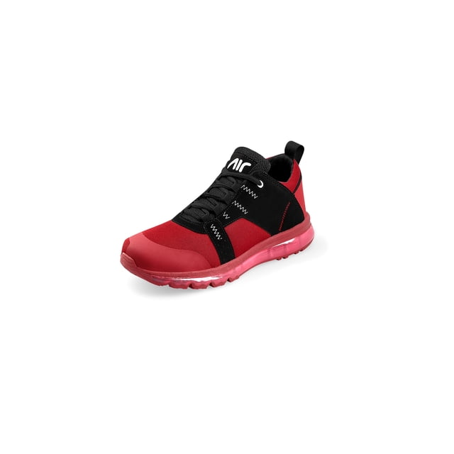 Tenis Casual Con Burbuja Anti Impacto Color Negro-Rojo Mundo Terra 028516