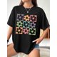thumbnail image 2 of Women'S Floral Graphic Print T-Shirt, Casual Crew Neck Short Sleeve Top, Knit Polyester 95% Spandex 5% Blend, Regular Length, All Seasons - 180gsm Tee For Adult, Men, Women, Teen, Teenager, Adolescen, 2 of 5