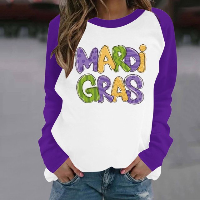 Qiopertar Mode Femmes Imprimé Col Rond Pull Tops Manches Longues Blouse Confortable Chandail en Molleton Offres de la Semaine Liquidation Moins de 5$ jusqu'à 90 % de Réduction