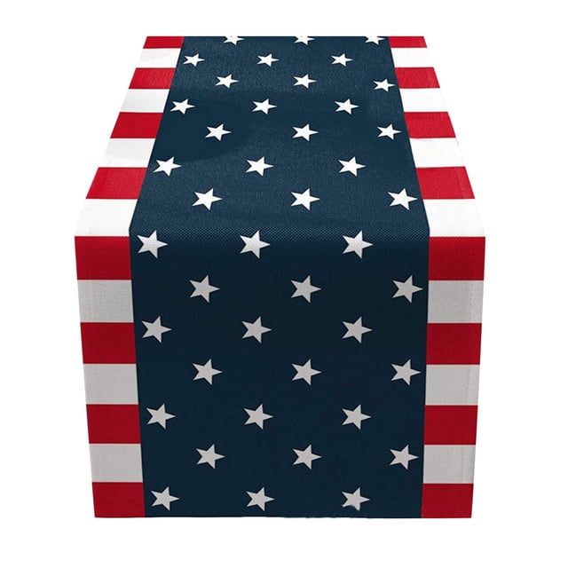 Holiday Craft Decoration Independence Day Table Flag Patriotic Stripes Wired Edge Ribbon Printing Customized Satin Flag