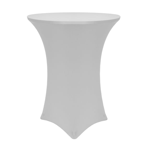 Ultimate Textile (2 Pack) 30-36-Inch Round Cocktail Spandex Fitted Stretch Elastic Tablecloth - for 42" High Tables, Silver