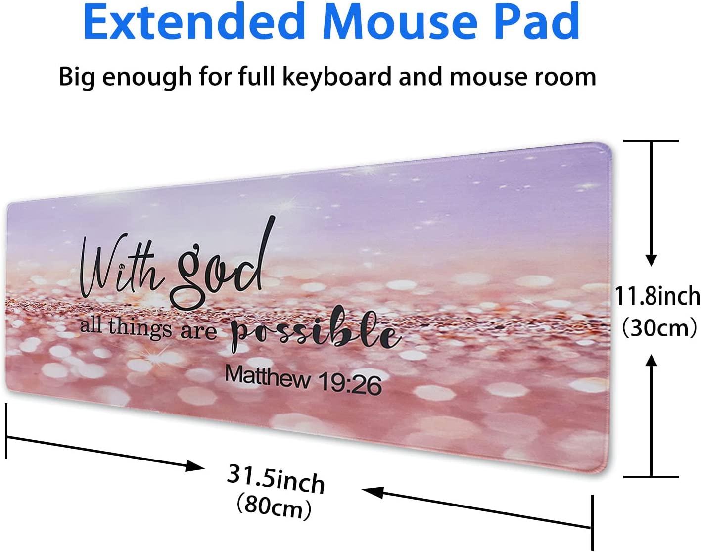 Large Gaming Mouse Pad with Seam Edge, Anti-Slip Extended Mouse Pad with Micro-Weave Cloth Surface,Waterproof Keyboard Pad, Desk Pad for Gamer Office Home XL 31.5" x 11.8"