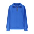 thumbnail image 3 of VJGBEGW Women Textured Quilted 1/4 Zip Pullover Comfort Half Zip Fall Sweatshirt Cozy Pullover Tops Cable Knit Sweater Blue XL, 3 of 6