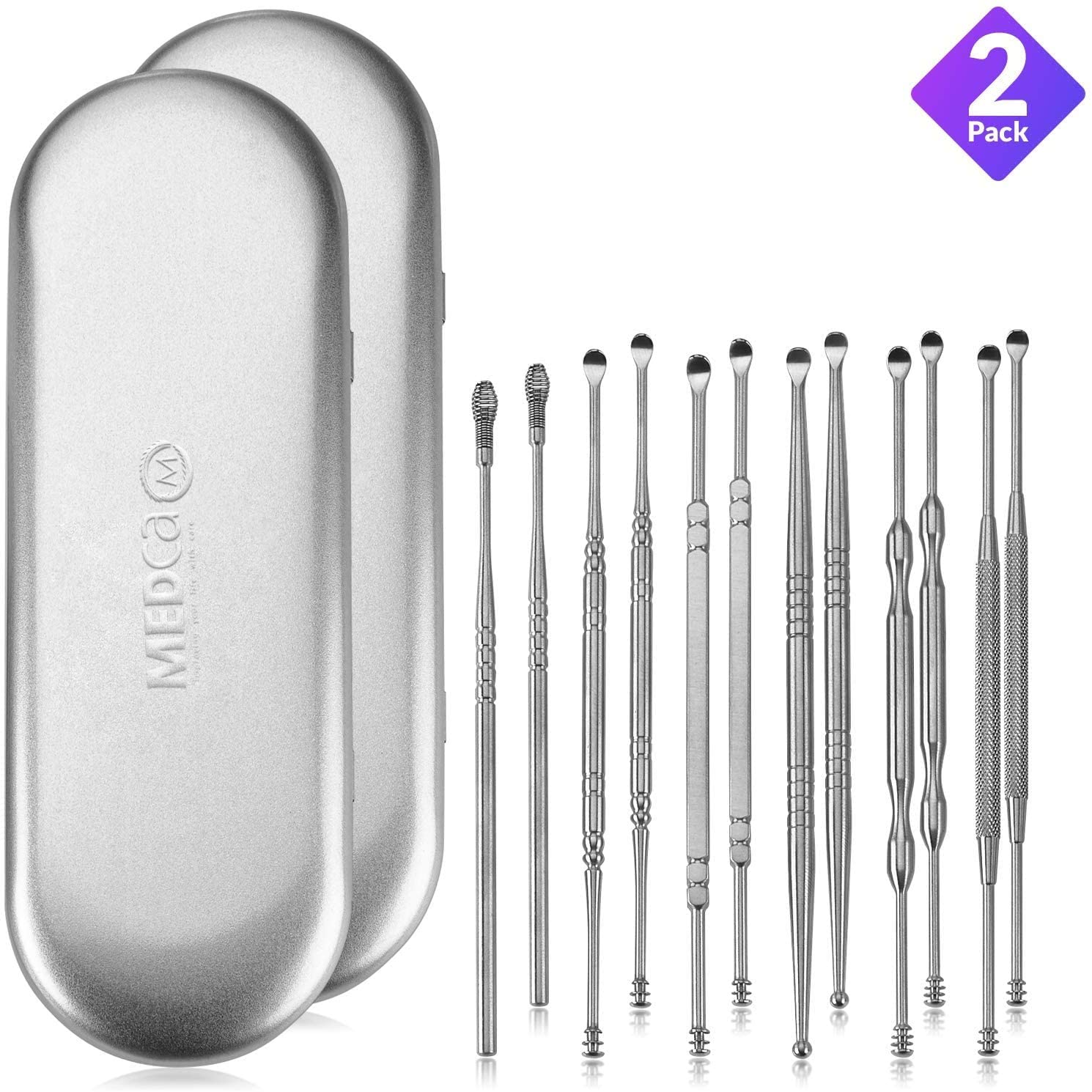 MEDca Ear Wax Removal Kits - Pack of 2-6 Piece Ear Cleansing Tool Set