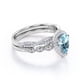 thumbnail image 4 of JeenMata Anillo de Compromiso Vintage de 1,5 Quilates con Piedra de Nacimiento de Marzo en Talla Pera, Aguamarina y Moissanita: Conjunto Nupcial con Halo Pavé en Oro Blanco de 18 K sobre Plata, 4 of 6