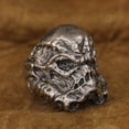 thumbnail image 4 of 925 Sterling Silver Skull White Warrior Ring Biker Punk Jewelry TA314 Middle Model US Size 12.5, 4 of 17