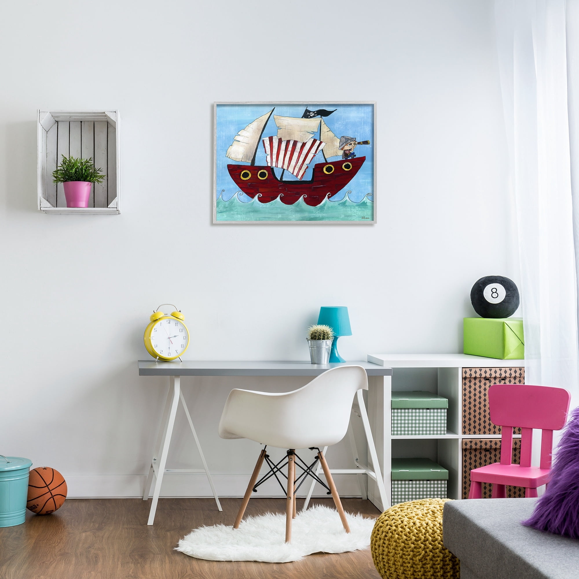 Stupell Industries Pirate Ship At Sea , 24 x 30,Design by Bealook Kids