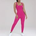 thumbnail image 2 of miqiqism Women's Gym Seamless Bodysuits, Workout Solid Ribbed Jumpsuits Yoga Bodycon Exercise Leggings Rompers Casual Sleeveless Long Pants Bodysuits,Hot Pink,X-Large, 2 of 6
