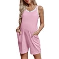 thumbnail image 5 of Maternity Women Solid Color Sleeveless Overalls Casual Loose Jumpsuit Shorts, 5 of 6