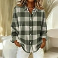 thumbnail image 2 of Oversized Shirts for Women Long Sleeve Plaid Button Down Shirts Lightweight Dressy Casual Tops Holiday Blouses Army Green S, 2 of 5