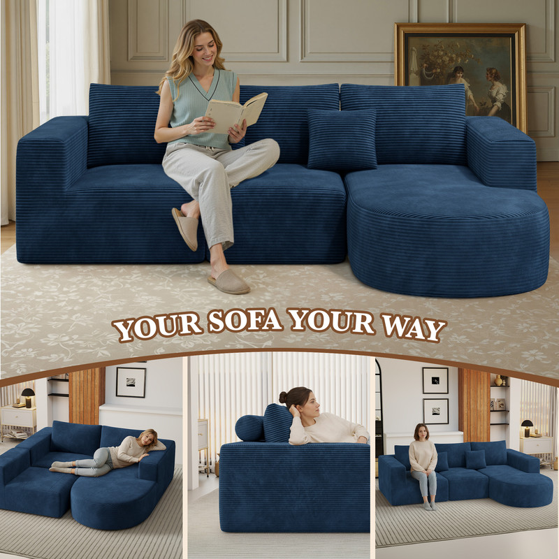 Daluvenix 104” Modular Sectional Sofa Cloud Sectional Couch with Deep Seat Modern Modular L-Shape Sofa Couch with Chaise Upholstered Couches for Living Room Bedroom