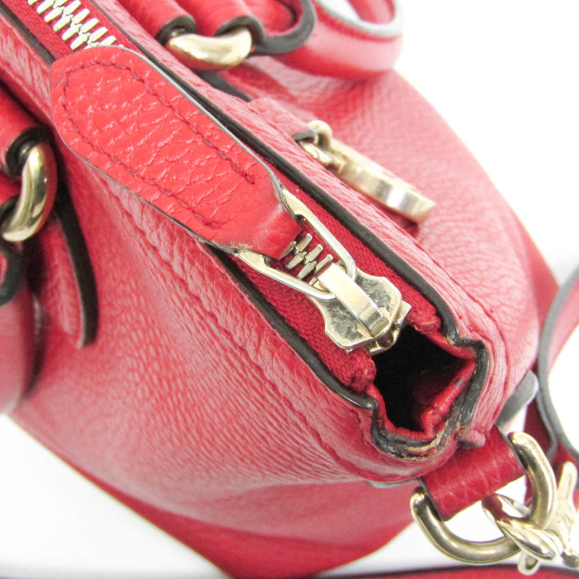 Pre-Owned Gucci Interlocking G 449659 Women's Leather Handbag,Shoulder Bag Red Color