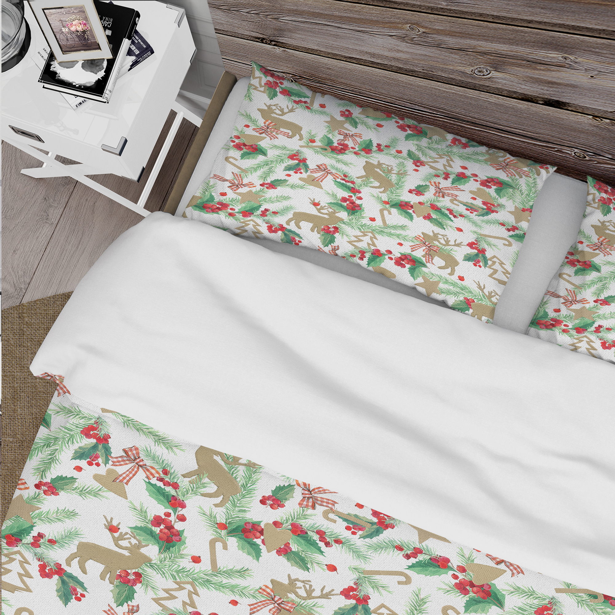 Designart 'Christmas Decoration in Illustration' Cabin & Lodge Duvet Cover Set