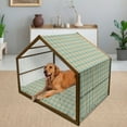 thumbnail image 2 of Checkered Pet House, Zigzag Patterned Lines Celtic Culture Inspired Fashion, Outdoor & Indoor Portable Dog Kennel with Pillow and Cover, 5 Sizes, Cream Pale Blue, by Ambesonne, 2 of 4