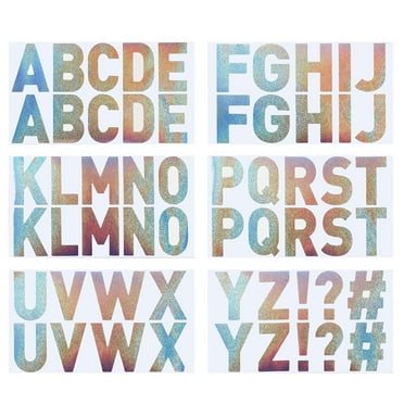 Uxcell Letter Stickers 2.5", Self Adhesive Vinyl Large Alphabet Number Stickers, Flash Silver 60 Pcs/ 6 Sheets
