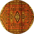 thumbnail image 1 of Ahgly Company Machine Washable Indoor Round Persian Yellow Traditional Area Rugs, 5' Round, 1 of 4