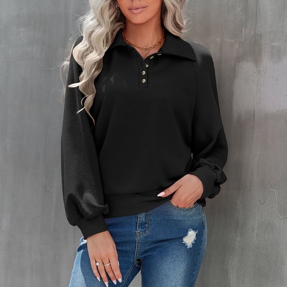Vedolay Women's T Shirt Oversized Sweatshirt for Women Crew Neck Long Sleeve Cute Casual Pullover Fashion Hoodies,Black L