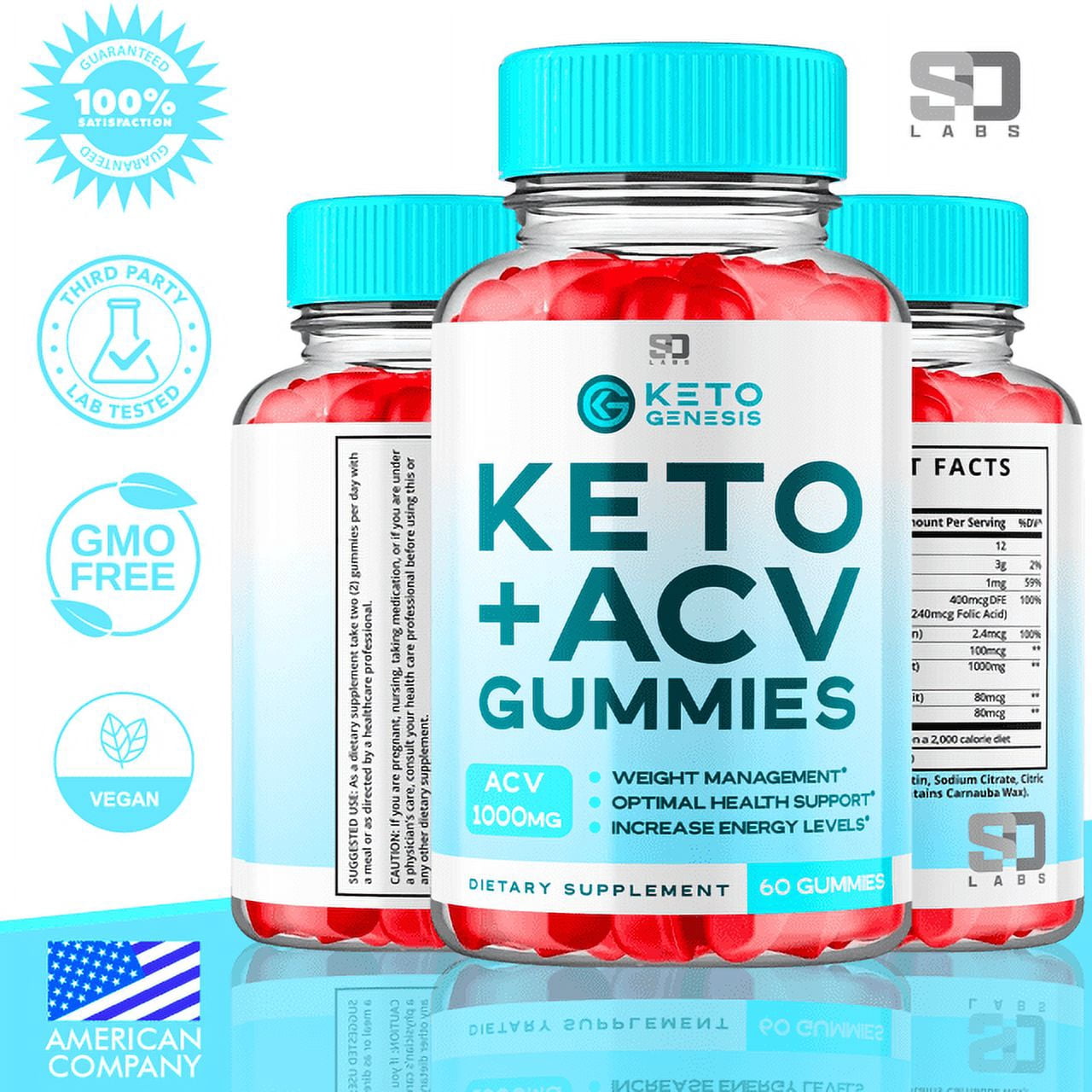 (3 Pack) Keto Genesis Keto ACV Gummies - Apple Cider Vinegar Supplement for Weight Loss - Energy & Focus Boosting Dietary Supplements for Weight Management & Metabolism - Fat Burn - 180 Gummies