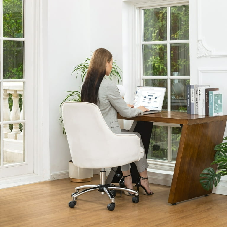 Glitzhome Mid Back Adjustable Home Office Desk Chair with Velvet