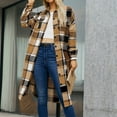 thumbnail image 5 of yievot Women's Long Plaid Shacket Long Sleeve Oversized Button Down Shirt Jacket Coat, 5 of 5