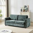 thumbnail image 3 of Pull Out Sofa Bed, 2-in-1 Convertible Sleeper Couch with Mattress Full Size, 81" Chenille Loveseat Sleeper Sofa Bed, Modern Love Seat for Living Room, Apartment, Small Spaces, Peacock Green, 3 of 9