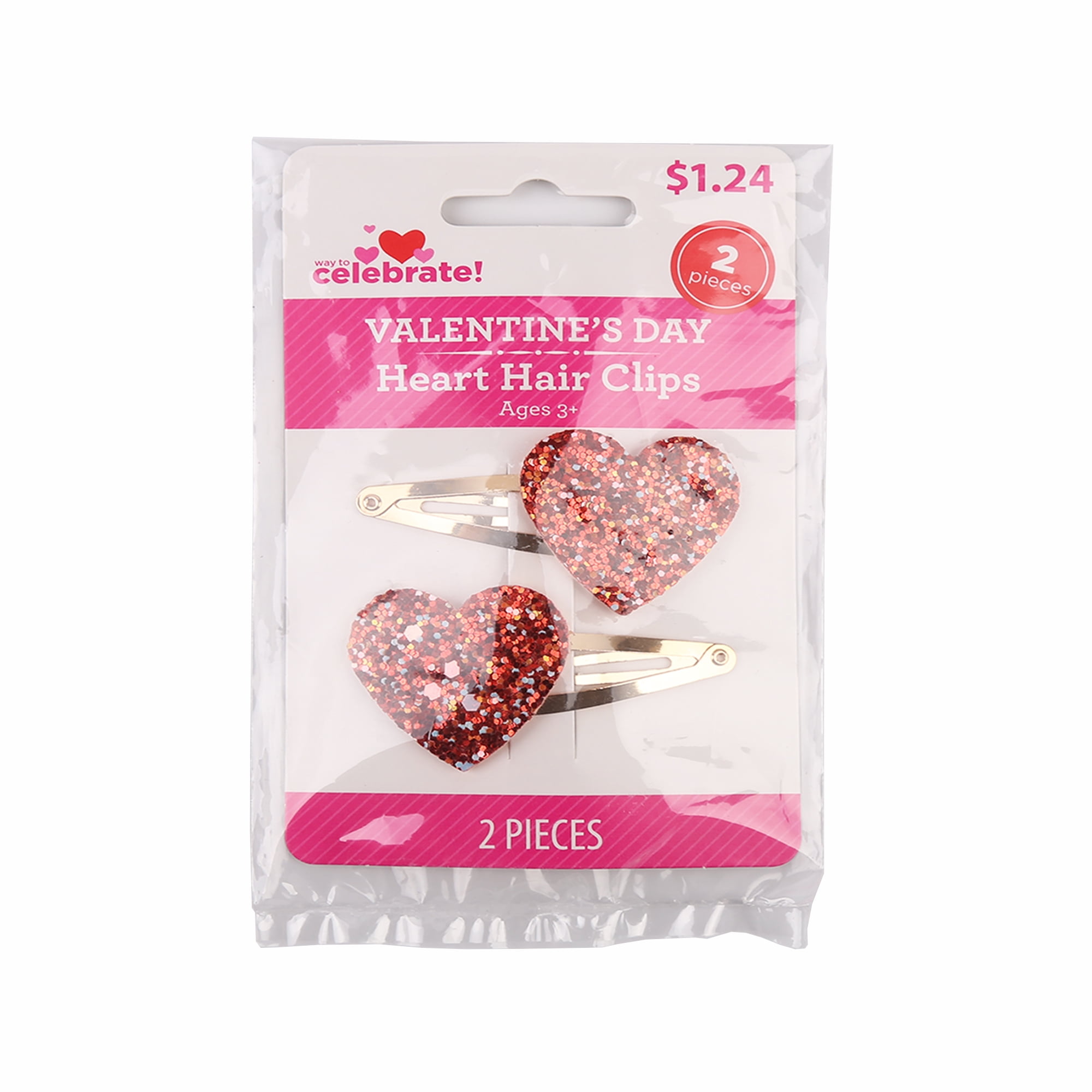 WAY TO CELEBRATE! Way To Celebrate Heart Hair Clips, Red, Metal, Clips