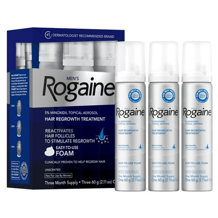 Men's Rogaine 5% Minoxidil Foam Hair Regrowth Treatment, 3-Mo Supply
