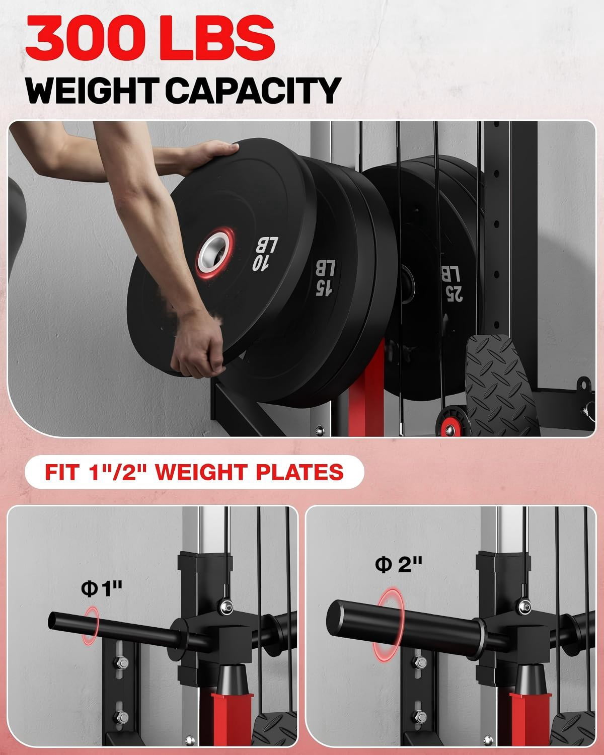 Cable Crossover Machine,Lat Pull Down Machine with Adjustable 16 Positions Dual Pulley System,Wall Mounted Pulley Tower functional traine for Home Gym Fitness