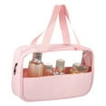 thumbnail image 4 of Unique Bargains Women Durable Transparent Patchwork Medium Makeup Bag for Vacation Camping PU Leather Pink-M, 4 of 4