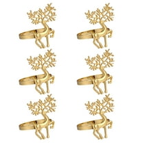 6Pcs Christmas Deer Design Napkin Rings Alloy Napkin Holder Party Decoration