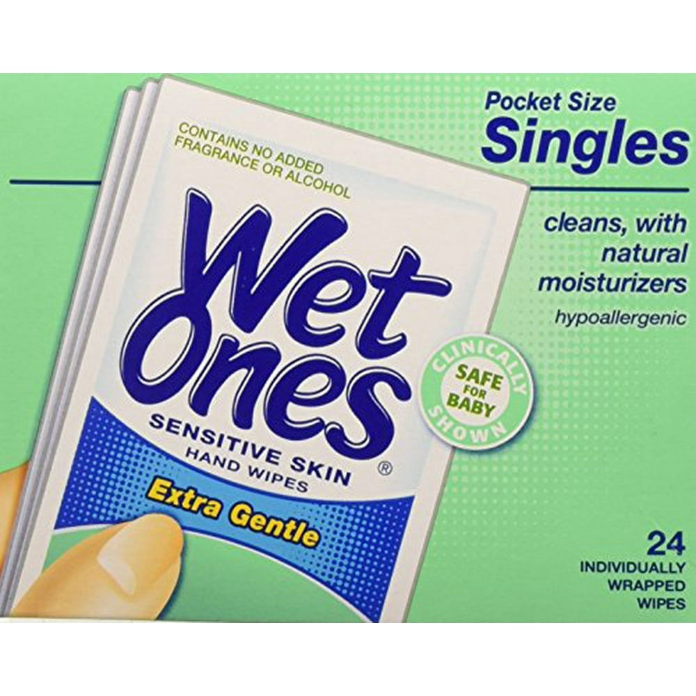 8 Pack Wet Ones Sensitive Skin Hand Wipes Unscented Individually