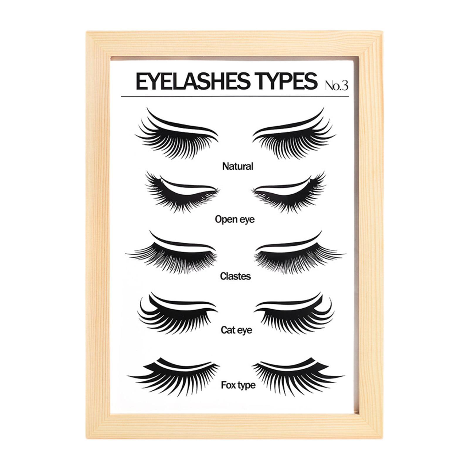 TOOYFUL Lashes Wall Art Eyelash Guide Wooden Frame Walls Decoration Eyelash Wall Decor for Lashes Studios Home Decor B