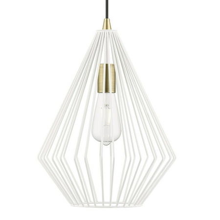 

Livex Lighting 41325 Linz 12 Wide Pendant - Textured White / Antique Brass Accents