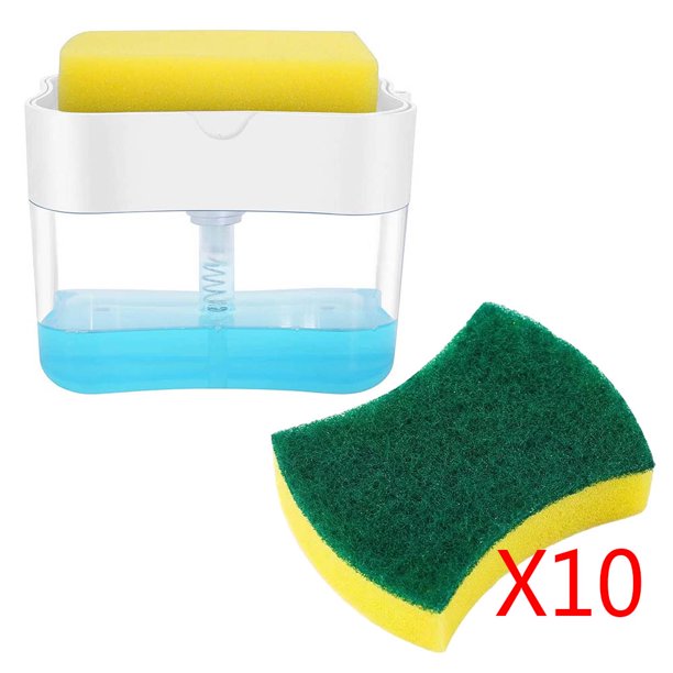 Dish Soap Dispenser with Sponge Holder and Scrub Sponge Set, Kitchen
