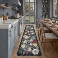 thumbnail image 4 of BERTHMEER 2'x8' Scalloped Runner Rugs for Hallway Bathroom Bedroom Entryway Entrance Non Slip Washable Navy Vintage Hand-Painted Watercolor Roses Floral Blush Pink Dusty Blue Flower Runner Rugs, 4 of 5