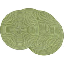 Siloon Round Placemats Set of 4 Round Table Placemats Braided Cotton Place Mats 15 inch for Kitchen Dining Table Holiday Party (Green, 4)
