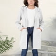 thumbnail image 2 of Girls Long Zip Up Hoodie Jacket, Teen Casual Loose Long Sleeve Hooded Sweatshirt Coat with Front Pockets, Kids Solid Lightweight Outerwear for Daily Outdoor School Wear(White,13-14 Years), 2 of 6