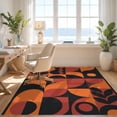 thumbnail image 3 of Design&I 6'x9' Washable Area Rug Oversized Skid-Resistant Orange Black Geometric and Motifs Elegant Contrast of Curves Angles for Living Room, Family Indoor, 3 of 7